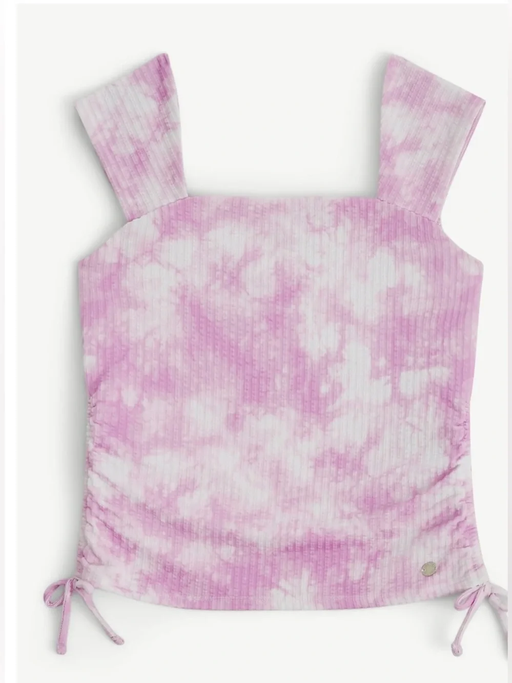 Justice Girls L 12-14 Pink Tie Dye Ribbed Cinch Side Tank Top NWT